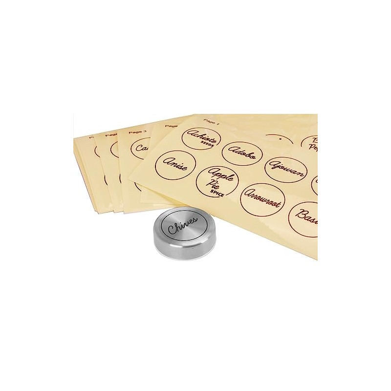 Orii Spice Labels - Clear Round - 160 Pre-Printed +20