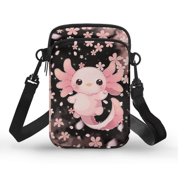 WELLFLYHOM Axolotl Small Crossbody Bag Cell Phone Wallet Purse for