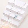 DAOCHONG S925 Sterling Silver Jewelry Sideways Cross Created Turquoise Choker