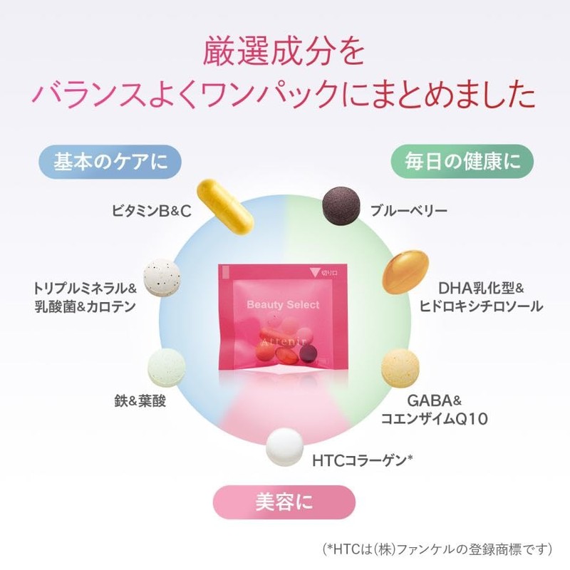アテニア (Attenir) ビューティーセレクト (30袋 / 1袋中7粒 / 約15～30日分) 栄養機能食品 サプリ