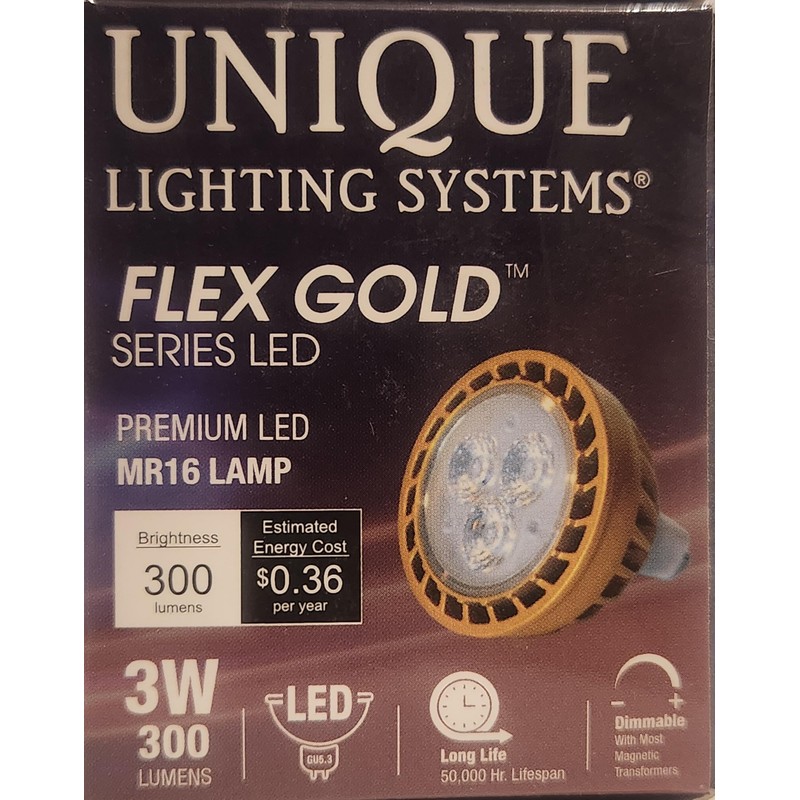 Unique Lighting Systems Flex Gold Series MR16 3W 60 Degree