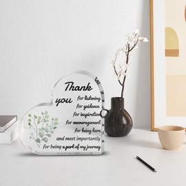 UICCVOKK Thank You Gifts for Women Men, Appreciation Gifts for Teacher Boss, Teacher Gifts Coworker Leaving Gift Retirement Gifts Thanksgiving Gifts, Heart Shape Acrylic Sign Gift Desk Decor