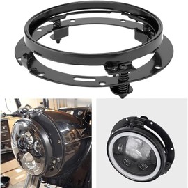 Chelhead 7" Headlight Bracket Mounting Ring Fixing Hardware for Harley Davidson FLD Touring Models Softail Models etc (Black)