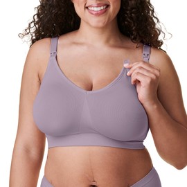 BRAVADO! DESIGNS Body Silk Seamless Nursing Bra for Breastfeeding, Wireless Maternity Bra, Grey Orchid Sustainable Fabric, Small