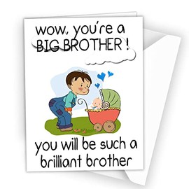 SMARTEKMEDIA Congratulations Card on Becoming A Big Brother, New Sibling Baby Wish Greeting Card Y07, Multi, A5 (14.8 x 21.0 cm)