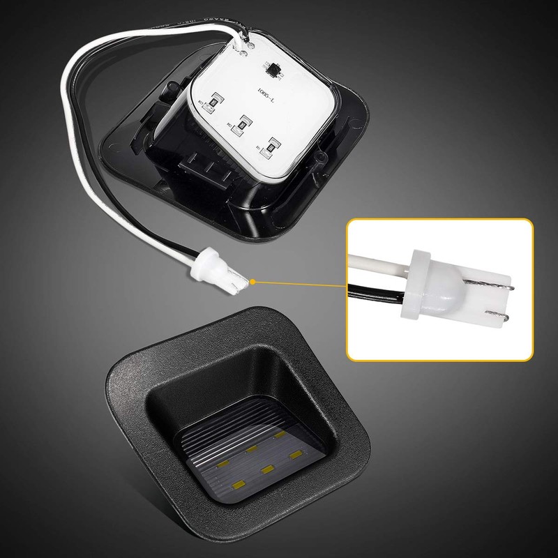 Partsam Full Led License Plate Lights Lamp Assembly Smoke Black