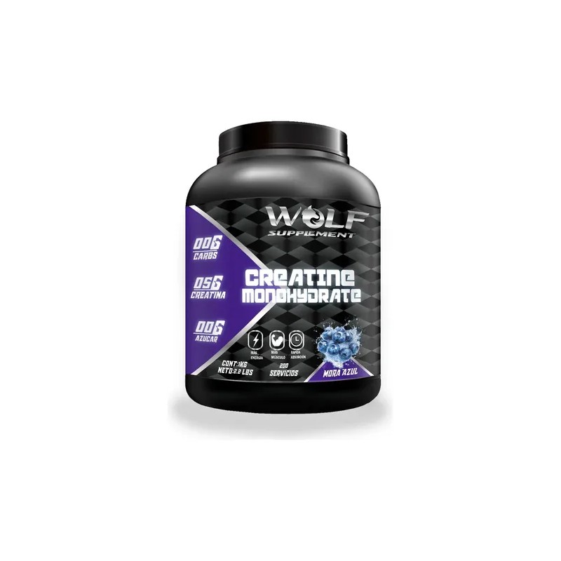 Dúo Suplemento Creatina Monohidratada Wolf 1 Kg C/u 200 Serv