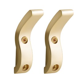 JEIYMIUW 2 Pack Brushed Gold Towel Hook,Clothing Hooks Wall Mount,Loofah Holder for Shower,Purse Hooks for Closet