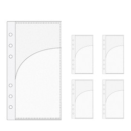 NatSumeBasics 5pcs Frosted Cash Envelopes A6 Binder Pockets Zipless A6 Planner Insert 2 Pockets for Budgeting Money Stuffing Accessories and Supplies (Frosted A6 Envelope)