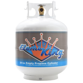 Flame King YSN201b 20 Pound Steel Propane Tank Cylinder with Type 1 Overflow Protection Device Valve for Grills and BBQs, White