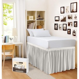 Dorm Room Bed Skirt - College Dorm Bed Skirt - Long Bed Skirt Dorm - Extra Long Dorm Room Bed Skirt - Elegant Design Brushed Microfiber - 1000 Series Bedskirts - Twin-XL - 40" Drop, Silver