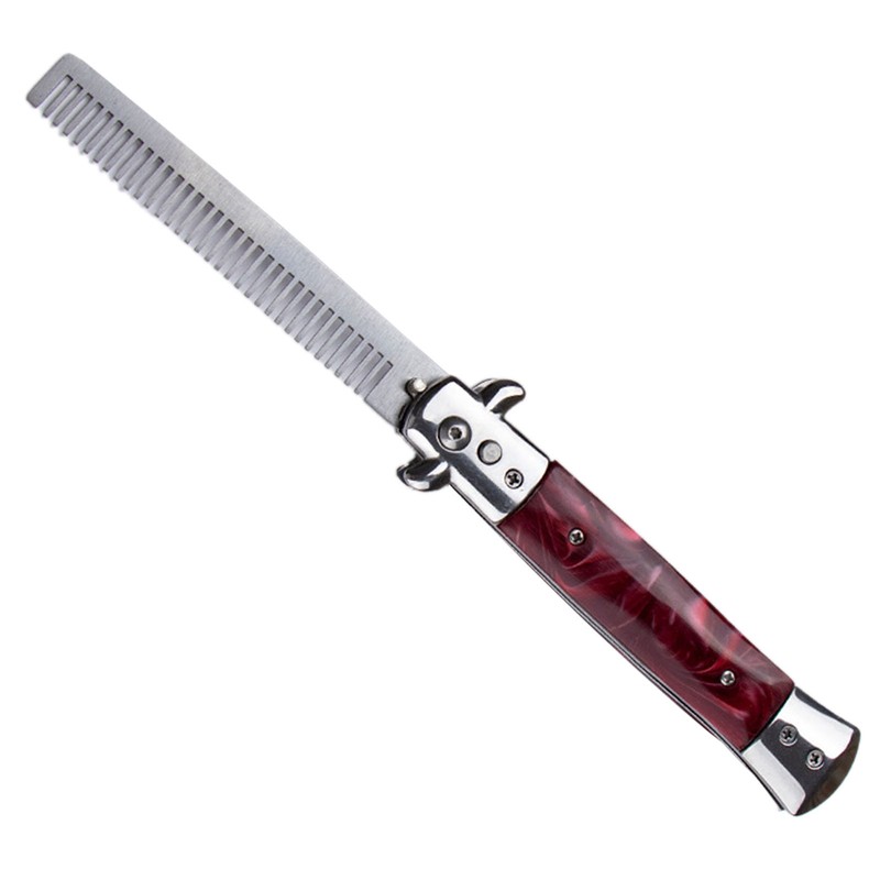 Switchblade Oil Hair Comb Stainless Steel Automatic Spring Folding Comb