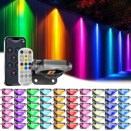 MIMIRGB Outdoor Deck Lights,30 Pack Multicolor RGB IC Permanent Outdoor Light with 4000K White Light,IP67 Smart Fence Lights with Remote App Control,Christmas Light for Holiday Lighting,Wired