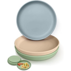 Classic Silicone Suction Plates for Toddler Baby Kids (3 Pcak), BPA Free Baby Plates with Suction that Stick & Stay, Deeper Toddler Dishes Microwave & Dishwasher Safe