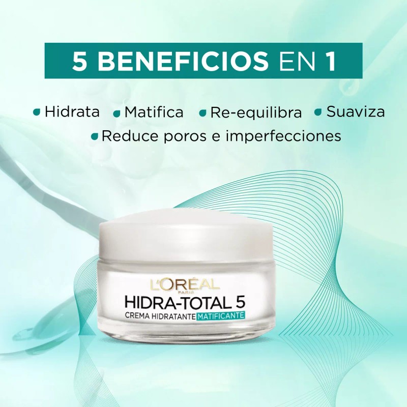 L'Oréal Paris Crema Anti-Brillo HidraTotal5 Matificante,50ml