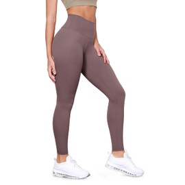 ODODOS ODLIFT Full Length Compression Leggings with Inner Pocket for Women, 28" High Waist Workout Yoga Pants, Purple Taupe, XX-Large