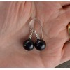 Large 10mm Black Onyx Gemstone & Sterling Silver Drop Earrings