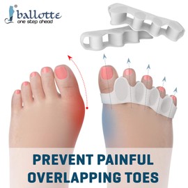 Ballotte Premium Toe Spacers (White 6 Pack) | Toe Separators for Feet - Toe Spreader & Foot Stretcher | Big Toe Straightener, Bunion Corrector, and Hammer Toe Corrector for Men and Women