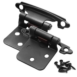 Overlay Self Closing Cabinet Hinges Black, 50 Pack (25 Pairs) Matte Black Flush Face Mount Hinges Hardware for Variable Kitchen Cabinets Cupboard Doors