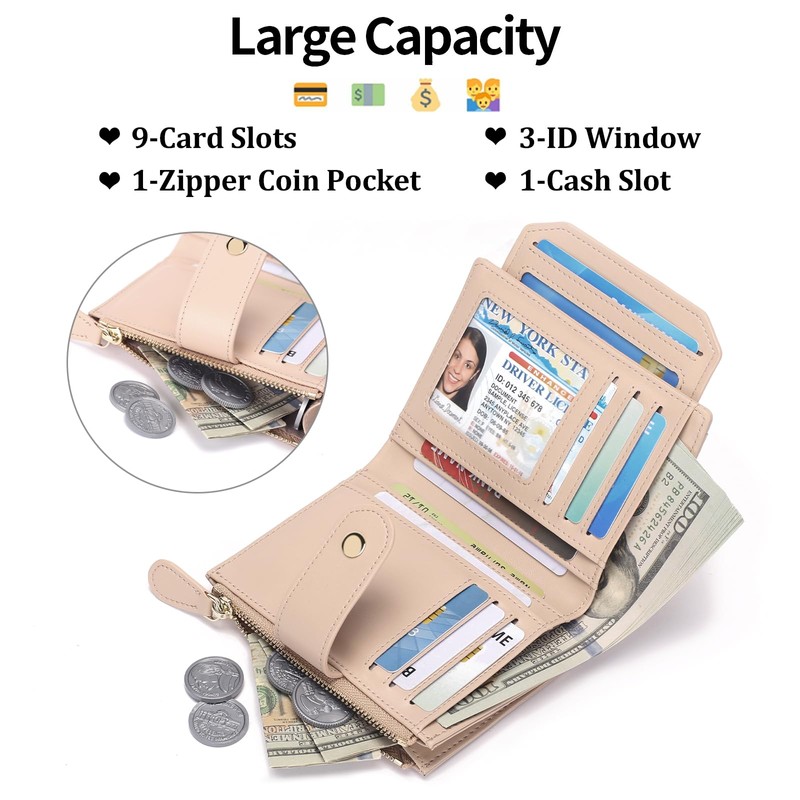 SENDEFN Women's Small Purse with RFID Protection Women's Leather Wallet
