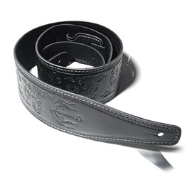 GeekPromise Embossing Pattern Natural Cowhide Guitar Strap Body Strap Suitable For Electric Bass Traditional Guitar (Sun)