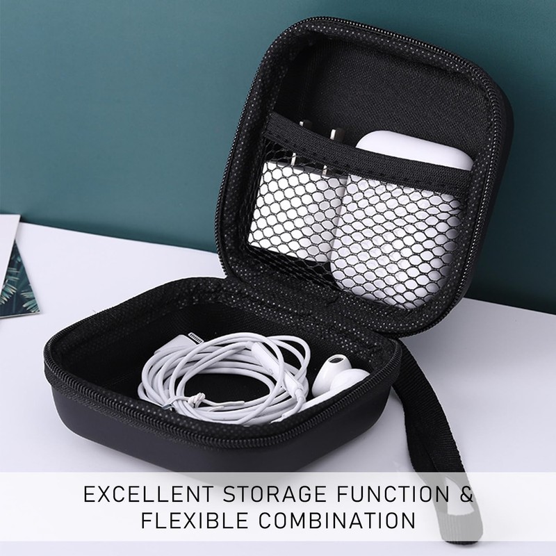 1 x Black Hard Headphone Box with 2 Black Cable