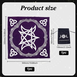 HOBBIESAY 1 Set Altar Cloth Tarot Table Cloth with Velvet Pouch Purple Triple Moon Pentagram Tarot Clothes Soft Divination Storage Bag Set for Tarot Cards Wiccan Witchcraft Supplies Tools