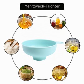 CORJEEJOR 3 in 1 Funnel Set with Wide Opening for the Kitchen - Plastic Funnel with Handle for Filling Bottles - for Oil/Beans/Jam