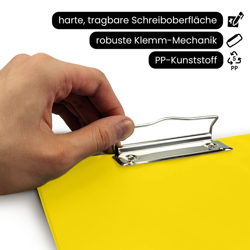 Netuno 1 x Clipboard A4 Yellow with Metal Clip Writing