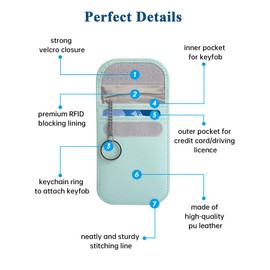 Teskyer Pack of 2 Faraday Bag for Car Keys, Keyless Go Protection, Car Key Protection, Signal Blocker Bag, RFID Protection Car Key for Car Keys, Aqua Green