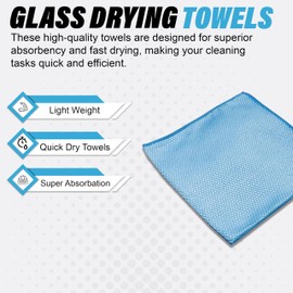 Cobra WRAP TOOLS DiamondGlide Standard Window Drying Towels - 280 GSM - Fast Drying & Lint Free - Super Absorbent Polyester Cloths for Cleaning Windows, Mirrors & Glass Surfaces | (40x40 cm, 5 Pcs)