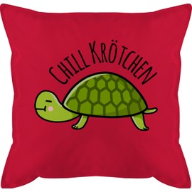 Cushion 50 x 50 cm – Statement – Chill Toad Turtle – 50 x 50 cm – Red – with Filling Toad Chill Turtle Turtle Statements Chill Sofa Cushion Cover