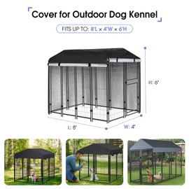 Andacar Outdoor Dog Kennel Cover for Large Dogs Pet Pen Full Coverage Waterproof Anti-UV Cover for Dog Kennel Outside-8'x4'x6'FT