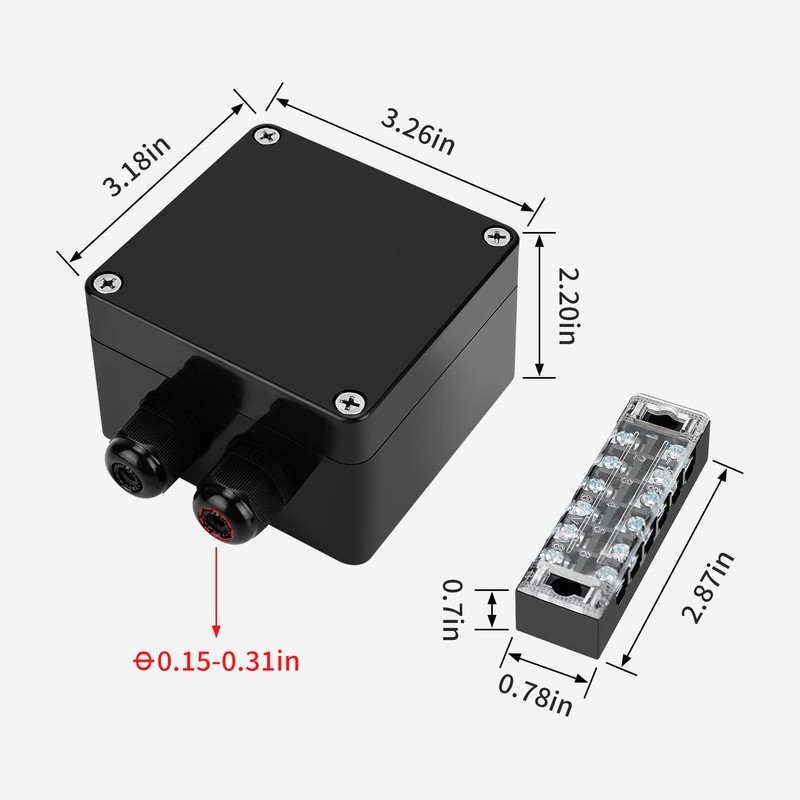 JINDOUZI ABS IP67 Waterproof Dustproof Electrical Junction Box, with 15A