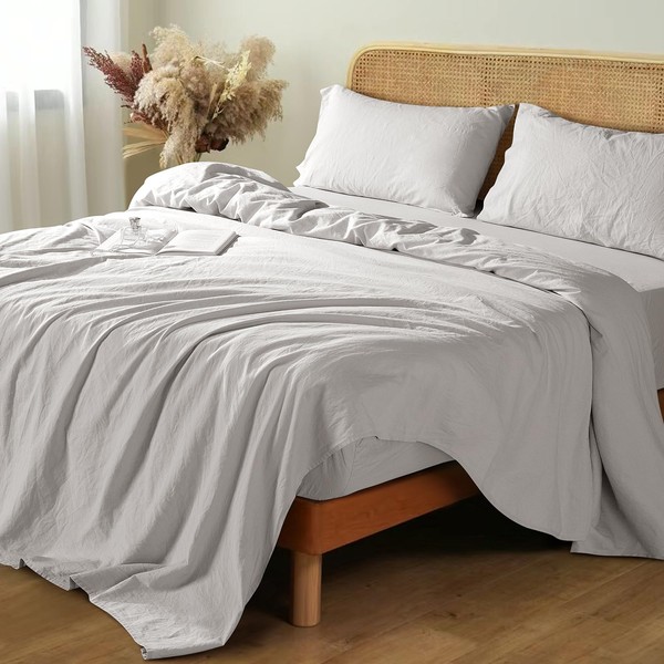 Shilucheng 100% French Linen Sheets - King Size Bed Sheets,