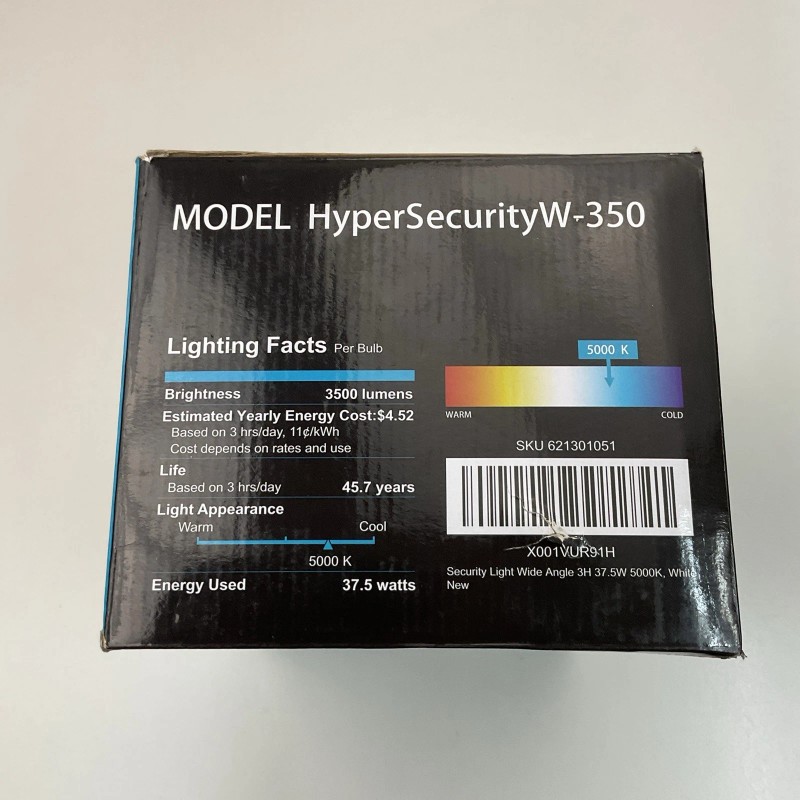 Hyperikon 3-Head LED Security Flood Light 37.5W Wide Angle Motion