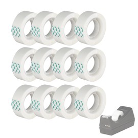 12 Rolls Magic Tape Refills Compatible with Scotch Dispenser, 1180 Inches Total Length, Engineered for Repairing, Gift Wrapping Tape Refill Roll for Office, Home, School