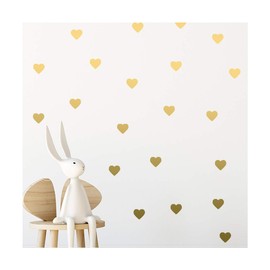 StickerDeen | Heart Shape Decoration Removable Wall Art Vinyl Decal Stickers | (Pack of 80) (Gold)