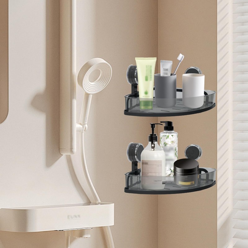 Shower Caddy 2 Pack,Bathroom Shelves,Powerful Suction Cup Corner Shower Shelf,Bathroom
