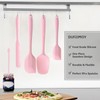 DUFEIMOY 5 Piece Pink Silicone Spatula Set, Heat Resistant Rubber