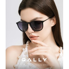 QALLY Sunglasses Womens Polarized Sunglasses-Women: Retro Round Sun Glasses with UV400 Protecion Trendy Style