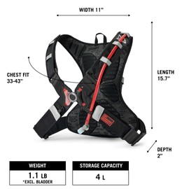 USWE Moto Hydro 4L Hydration Pack with 2.0L/ 70oz Water Bladder, a High End, Bounce Free Backpack for Enduro and Off-Road Motorcycle, Black Orange