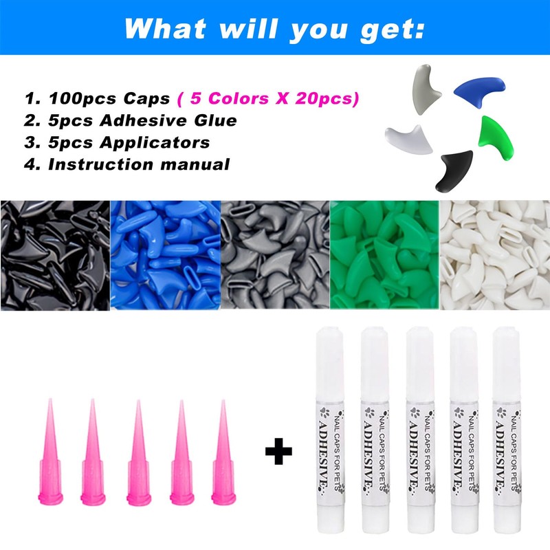 VICTHY 100pcs Boy Cat Nail Caps | Cat Nail Covers