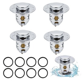 Pack of 4 Sink Drain Plugs, Rebound Core Push Type Sink Plug, Drain Strainer, Universal Pop Up Drain Strainer with Anti Clogging Strainer for Drain Fitting, Sink, Bathtub, Kitchen