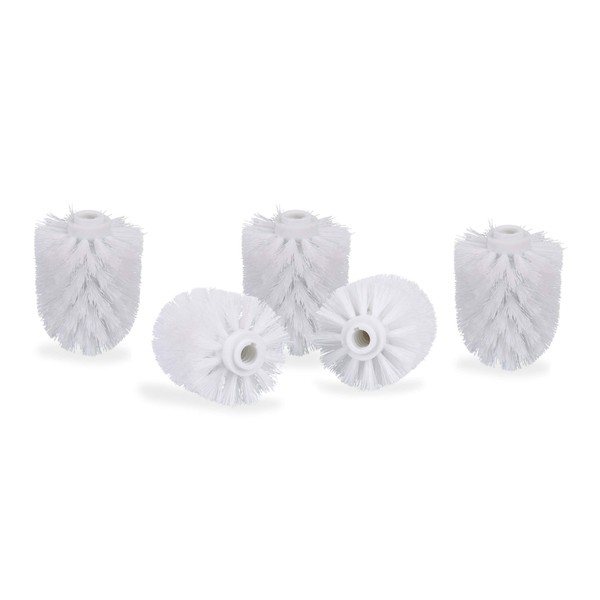 Relaxdays Set of 5, Loose Toilet Brushes, 12 mm Threads, Replacement Heads, Diameter 8 cm, White