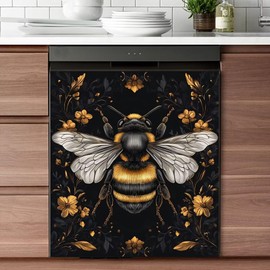 Flower Bee Wallpaper Refrigerator Door Cover Magnet Sticker,Refrigerator Decorative Cover Magnetic Sticker,Fridge Decal Panel Kitchen Decor 23W x 26H inchs