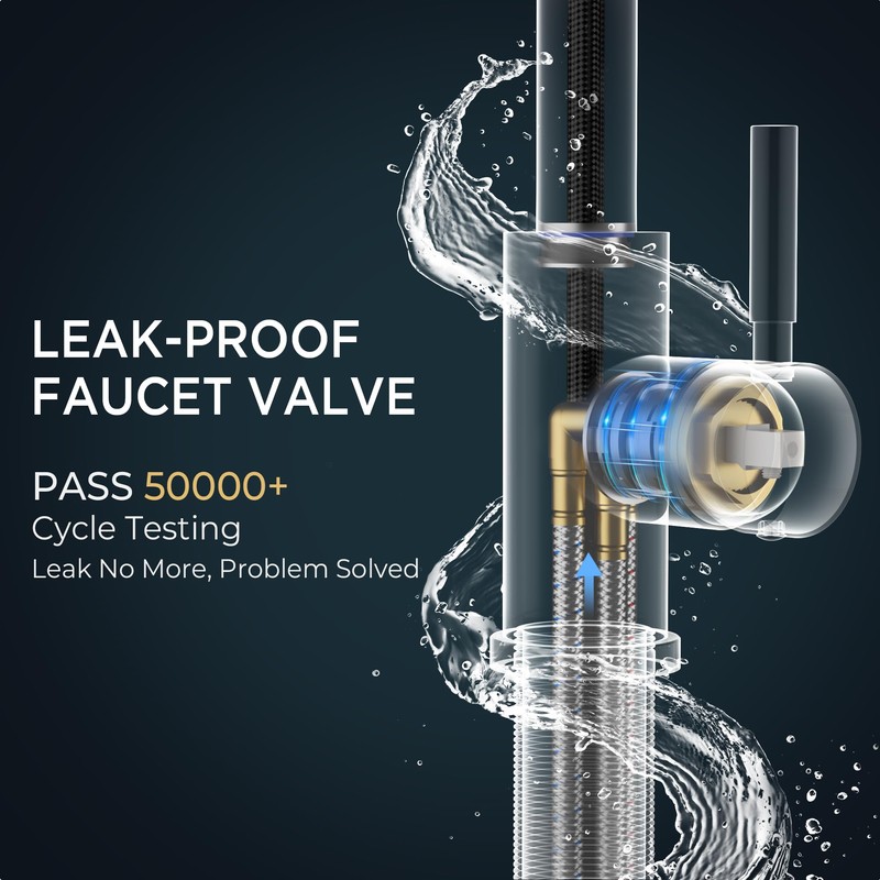 QFN Black Kitchen Faucet with Pull Down Sprayer, High Arc