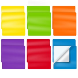 12 Pack Dry Erase Stickers, 4" x 4" Size, Assorted Colors, Easy to Remove Peel and Stick Vinyl Decals for Organizing, Color Coded Labeling of Household or Classroom Items, by Better Office Products