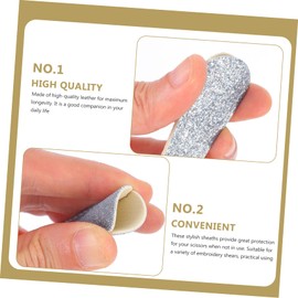 Minkissy Leather Scissor Trimming Tool Protection Cover Tip Scissors Glitter Powder Design