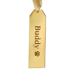 Gold Acrylic Christmas Stocking Name Tag Personlaized (Serif Font, Gold)